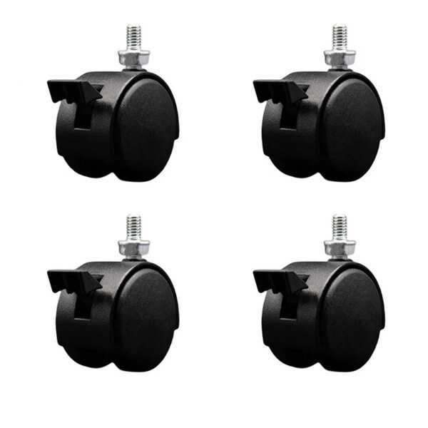 Service Caster 2'' Black Metal Hood Twin Caster Locking Nylon Wheel 5/16 Thread Stem, 4PK SCC-TS02S50D-NYS-FB-B-5161812-4 - main
